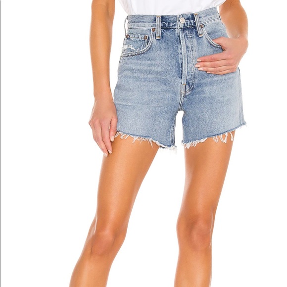 NEW Agolde Riley denim cut off shorts 22 - Picture 1 of 5